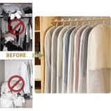 12 stuks kledingzakken, 60 x 100 cm, afdekking met ritssluiting aan de zijkant, stofdicht en waterdicht, voor overhemden, pakken, mantels