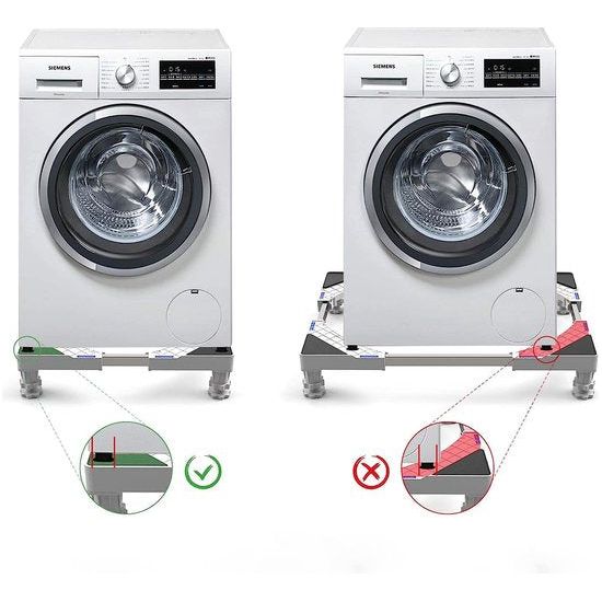 Wasmachinestandaard voor wasmachine-droger koelkasten, trillingsdempende verstelbare wasmachinebasis, belasting 300 kg (44-65 cm, 9-11 cm)