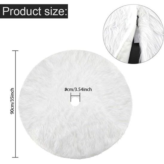 Kerstboomrok, 35 inch, ronde vorm, kerstboomstandaard, sneeuwvlok, wit, Pl¨¹sch, kerstboomdeken, afdekking voor kerstboom, versiering, vloerdecoratie, kerstdecoratie