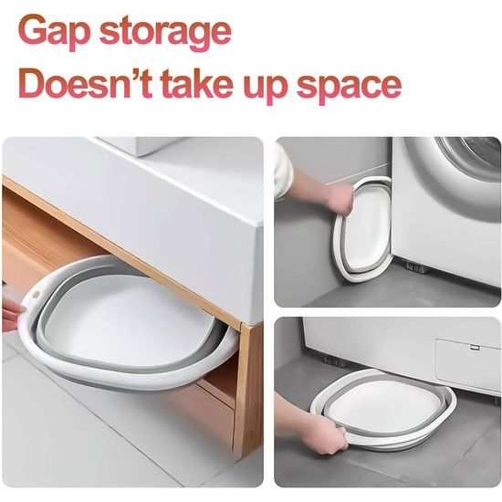 Waskom, opvouwbare kom, 5 liter, campingwastafel, 32 cm, grijs, draagbare vouwbak, opvouwbare wasbak, opbergcontainer voor thuis, keuken, camping