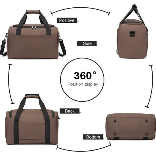 Weekender reisbagage 40 x 20 x 25 grote maximale handbagage voor dames en heren, bruin