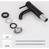 Kraan badkamermengkraan, wastafelmengkraan, eenvoudig te monteren, kraan voor wastafel, badkamer, ééngreeps wastafelmengkraan, geborsteld, roestvrij staal, zwart