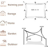 Rechthoekig zonnezeil, 3 x 3 m, zonwering, polyethyleen met hoge dichtheid (HDPE), UV-bescherming voor terras, tuin, buiten, antraciet