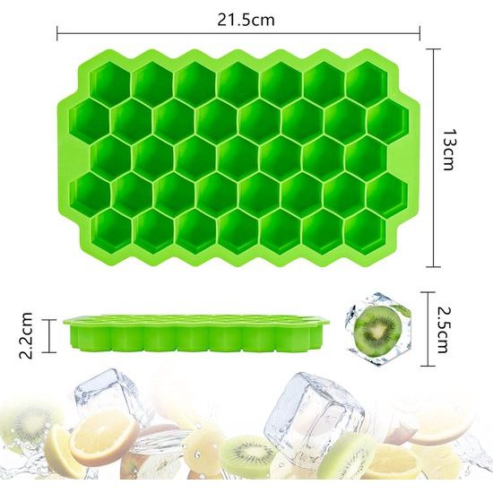 IJsblokjesvorm, set van 3 stuks, silicone, met deksel, eenvoudige ijsvrijgave, ijsblokjesvorm, BPA-vrije ijsblokjeshouder voor cocktails, whisky, sap, water en andere dranken