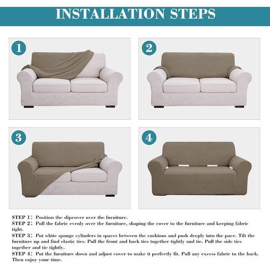 Bankovertrek, stretch, elastische bankovertrek met armleuning, 1-zits, kaki, spandex, antislip, bankovertrek met anti-slip schuimstof en 1 kussensloop, wasbare bankovertrek voor huisdieren