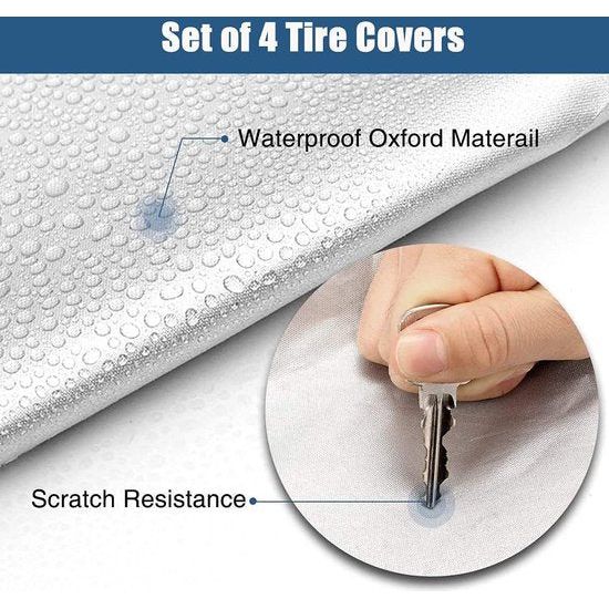Bandafdekkingen voor campers, 4 stuks, waterdichte RV wielbeschermhoezen, universele wielafdekking voor caravan, aanhanger, camper, auto, vrachtwagen (27-29 inch)