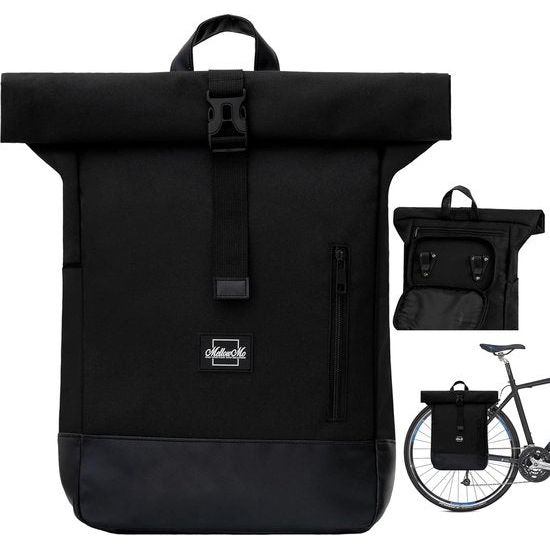 2-in-1 fietstas fietsrugzak voor bagagedrager met 16 inch laptopvak - lifestyle & modetas - dames en heren - bagagedragertas achter (gerecycled PET) - 100% waterafstotend