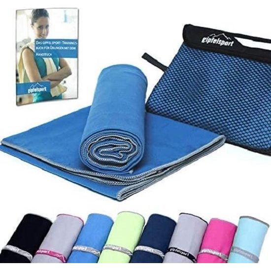 Microvezel handdoekenset, voor sauna, fitness, sport, strandhanddoek, sporthanddoek, 8 maten, 12 kleuren, blauw