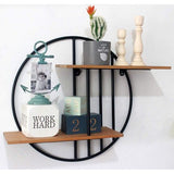 Rustieke houten metalen wandplank Wandgemonteerde decoratieve ronde wandplank voor woonkamer badkamer keuken