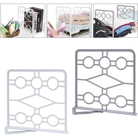 4 stuks kledingkast, plankverdeler, kledingkast, organizer, kastverdeler, plankverdeler, plankverdeler, set, voor slaapkamer, badkamer, keuken en kantoor (wit)