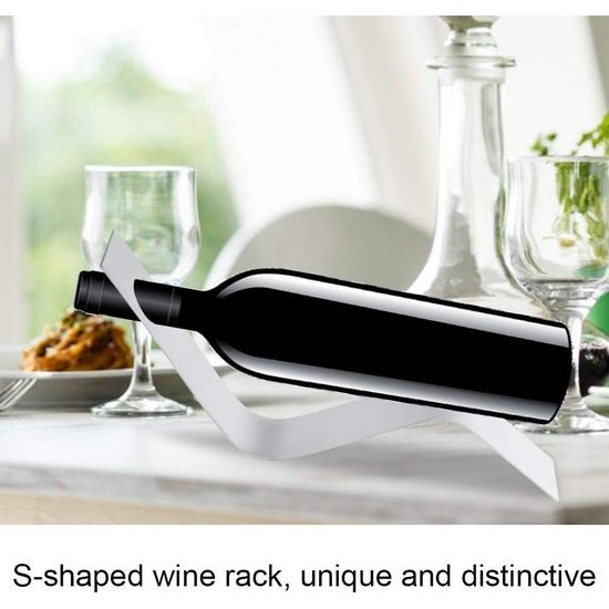 Wijnflessenhouder van metaal, flessenrek met ruimte voor 1 fles wijnflessenhouder, wijnglashouder flessenrek met roestvrij staal wijnrek, werkblad, bardecoratie (splitter)