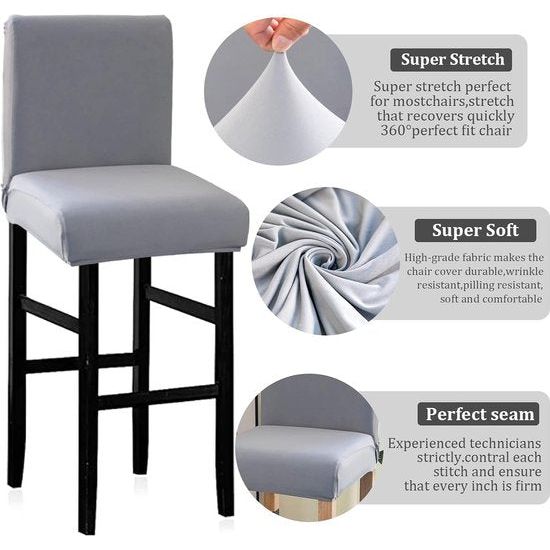 Stoelhoezen, 4-delige set, stretch barkrukhoezen, afneembaar, wasbaar, stoelbescherming, decoratie, stoelbekleding, barkruk, stoelovertrekken voor pub, teller, bar, café, klassiek wit