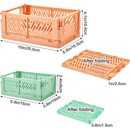 6 stuks opvouwbare vouwkisten, mini klapkisten, kleine plastic klapmand, stabiele vouwbox, opbergdoos, kleurrijk, stapelbare opbergmanden, organizer, manden voor rek, kantoor, slaapkamer, badkamer,