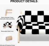 Verhoogde kattenslaapbank van hout, 56x45cm Robuuste grote kattenbank - Modieuze kattenstoel met afneembare matrashoes Houdt 10 kg (dambord, 56x45cm)