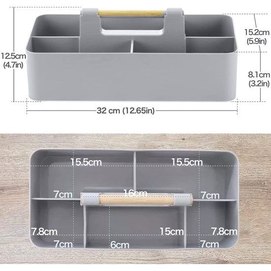 3-delige set stapelbare organizercaddy met handgreep, grote ladekast opbergmanden met 5 tassen voor badkamer, kinderkamer, knutselspullen, naaigereedschap - 3 kleine