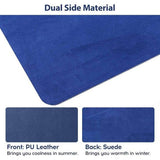 Uitgebreide muismat, grote muismat, XXL, bureaumat, bureauonderlegger voor laptop/toetsenbord/muis, schrijfblok, PU-leer, waterdicht + suède, antislip, 90 x 43 cm (donkerblauw)