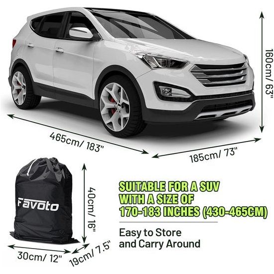 Autohoes, volledige afdekking, stofdicht, waterdicht, autohoes, autohoes, autohoes, autohoes, autohoes, autohoes, voor 430-460 cm, SUV, zwart, 455 cm x 150 cm x 140 cm, 3 kg