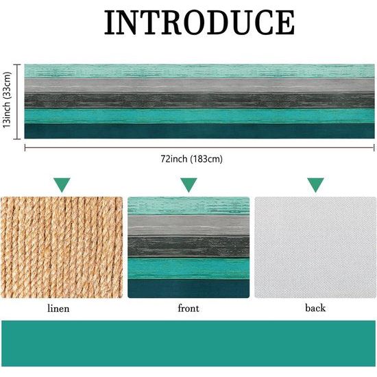 Blue Spring moderne woonkamer placemats groene tafelloper moderne placemats teal grijze placemats voor eettafel feest bruiloft linnen 33 x 183 cm tafelloper groen houtlook landhuisstijl