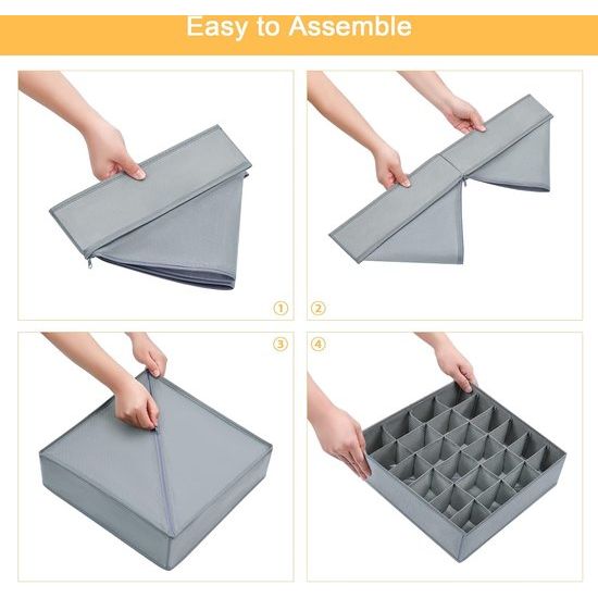 10 stuks stoffen opbergdozen, lade-organizer, opvouwbare kledingkast-organizer, opbergsysteem voor ondergoed, beha's, sokken, kleding, grijs
