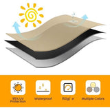 Zonnezeil, rechthoekig, 2 x 3 m, zonnezeil, vierkant, waterdicht, zonwering met inslagringen en bevestigingskoord, voor tuin, terras, camping, buiten, weerbescherming, 95% uv-bescherming, PES