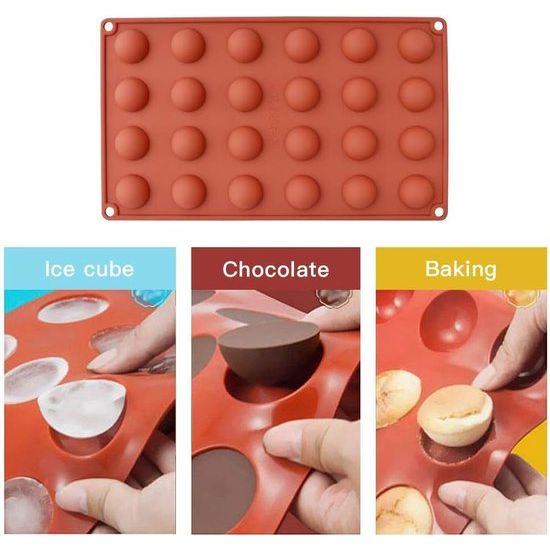 Mini 24-holtes halve bol siliconen mal, 3 pakjes bakvorm voor het maken van chocolade, cake, gelei, koepelmousse