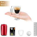 DLux - Set van 2x 90ml espresso koffiekopjes- dubbele laag, helderglazen - geïsoleerd Borosilicaat glaswerk