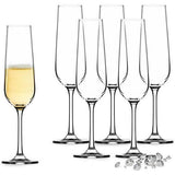 Champagneglazen, set van 6, 250 ml, 6 stuks, hoogwaardige set van 6 stuks, vaatwasmachinebestendige Prosecco-glazen, champagneglazen, kristalglazen