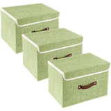 3 stuks opvouwbare opbergdozen met deksel, opbergdozen met deksel, dozen voor kleding, opbergdozen voor speelgoed, rek - groen