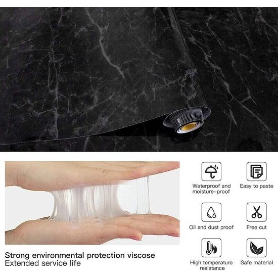 Tegelstickers, decoratieve folie, 500 x 60 cm, PVC tegelstickers, tegelfolie, zelfklevend behang, plakfolie, wandtegelstickers voor keuken, kast, meubels en tafel