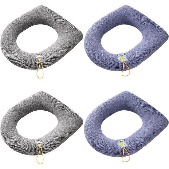 4 stuks wc-stoelhoezen, warm wc-zitkussen, wc-brilhoes, wasbaar, dik, wasbaar, rekbaar, geschikt voor de meeste toiletten