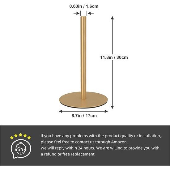 Gouden keukenrolhouder, staande servethouder voor opslag van toiletpapier, premium roestvrijstalen keukenorganizer, Zewa rolhouder voor keukenrolorganizer, papierrolhouder met verzwaarde