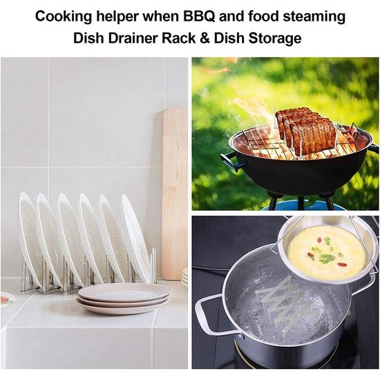 Set van 2 lades, ribjeshouders van roestvrij staal, verstelbare spareribs-houder, multifunctionele telescopische rek, demper, afdruiprek, accessoires voor keuken en grill