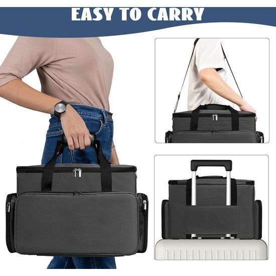 Naaimachinetas groot (zonder machine en accessoires), grijs, draagtas