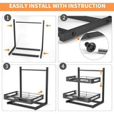 Metalen keukenrek, 2-traps kruidenrek, onder wastafel rek, uittrekbaar badkamer spoelkast organizer, in hoogte verstelbaar keukenkast staand rek