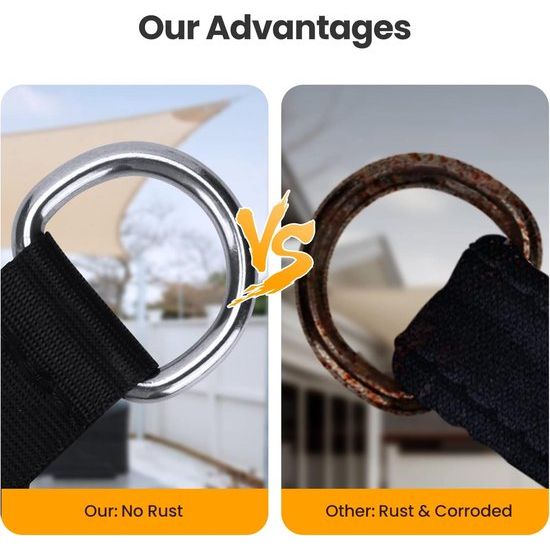 Zonnezeil, rechthoekig, 2 x 3 m, zonnezeil, vierkant, waterdicht, zonwering met inslagringen en bevestigingskoord, voor tuin, terras, camping, buiten, weerbescherming, 95% uv-bescherming, PES