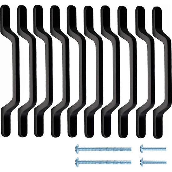 Kastgrepen, zwart, mat, geschikt voor kasten, laden, schoenenrekken, kledingkastgrepen (10, 160 mm)