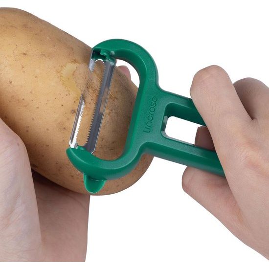 2 x Potato Peeler Vegetable Peeler Smooth and Serrated Blade for Peeling Fruit and Vegetables Provides Sharpness Smoothness and a Comfortable Handle - Green