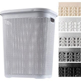 KADAX - Wasmand, 50L, multifunctionele wasmand met deksel - lichte wasverzamelaar, wassorteerder van kunststof, voor badkamer, vuile kleding, speelgoed, wasmand - Grijs