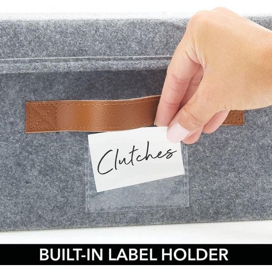 Set van 2 opbergdozen voor de kast, de slaapkamer enz. – grote opbergbox met deksel van kunstvezel – kastorganizer voor kleding en andere accessoires – grijs