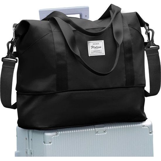 Reistas voor dames, 40 x 20 x 25 cm, handbagage, tas, weekendtas, zwemtas, waterdicht, reistas, duffle bag, fitnesstas, trainingstas voor vrouwen, voor reizen, gym, A12 zwart