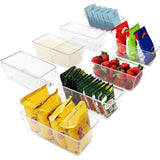 Koelkastorganizer, boxset voor keuken, kasten (8 stuks), plastic organizer, 20 cm lang, opbergsysteem, transparant voor badkamer, eetkamer, vriezer, keukenkast, organizer lade