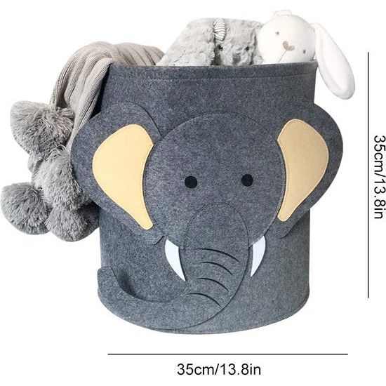 Opbergmand voor kinderen, cartoon, speelgoed, grote opvouwbare cartoon, stofvlies, opbergdoos voor kleding en speelgoed voor kinderkamer (olifant)