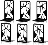 6 stuks zwarte metalen boekensteunen, decoratieve boekenkast met doorbraakrooster