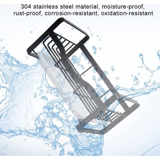 Sponsorganizer, keukenspoelhouder, afdruiprek, badkamer-reinigings-organizer, caddy zeepborstel, vaatwas-werkbladhouder, roestvrij staal, met afneembare afvoerbak