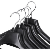 Brede zwarte plastic kleerhangers voor colberts en broeken - Set van 5