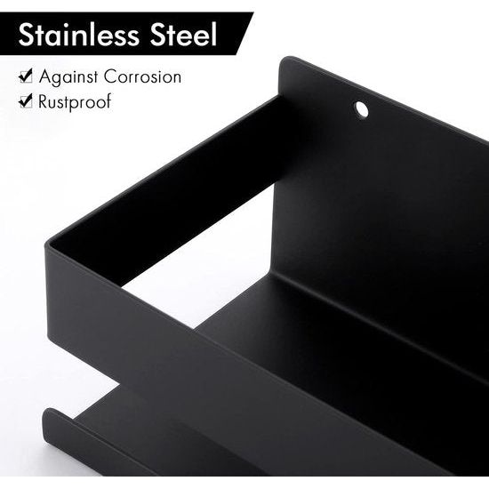Doucheplank, zwart, doucheplank, doucheplank, wandplank, badkamerrek, 40 cm, roestvrij staal, wandmontage,