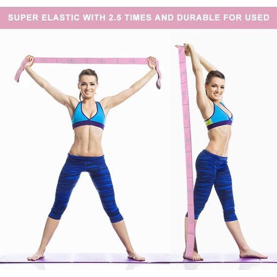 Yogaset, yogaset, stretch riem met 8 lussen, wasbaar, gemakkelijk te dragen en zeer elastische gymnastiekband, ideale stretchband voor warme yoga