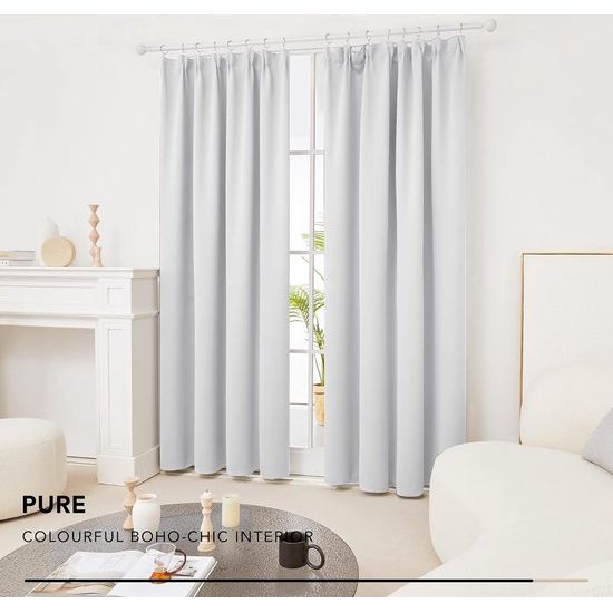 Gordijn ondoorzichtig, plooiband, gordijnen kinderkamer, thermische gordijnen, 229 x 168 cm (hoogte x breedte), zilvergrijs, set van 2