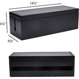 Houten kabelbeheerdoos Verlengsnoer Stekkerdoos Overspanningsbeveiliging Kabelbeheer Concealer Organizer Cover voor Bureau Thuiskantoor Keuken (zwart)