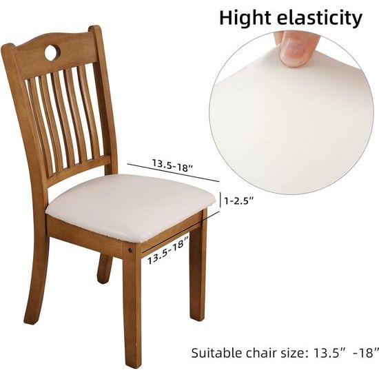 Jacquard Eetkamerstoel Stoelhoezen - Stretch Spandex, Geen rugleuning - Eetkamerstoel Stoelbeschermer Hoes - Verwijderbaar Wasbaar voor hoge bureaustoelen - Lichtbeige Glad - 6 stuks